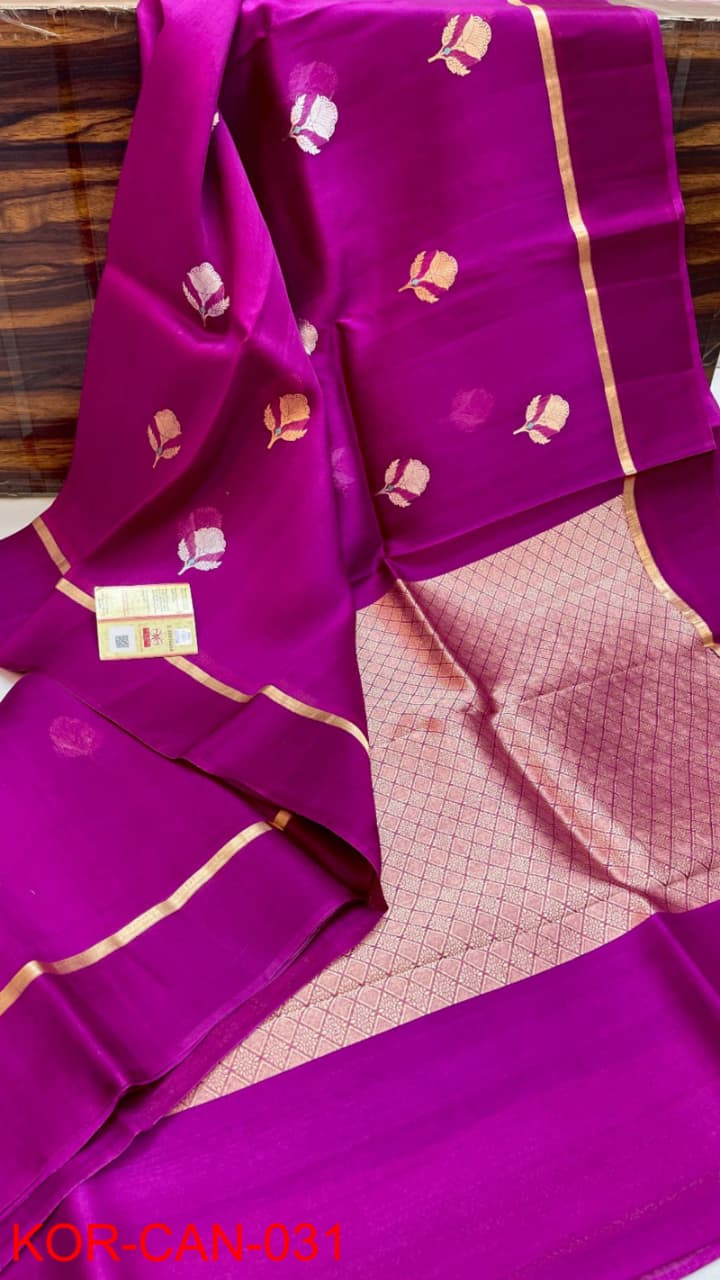 Pure Kora Organza Silk Hanloom Zari Work Saree.