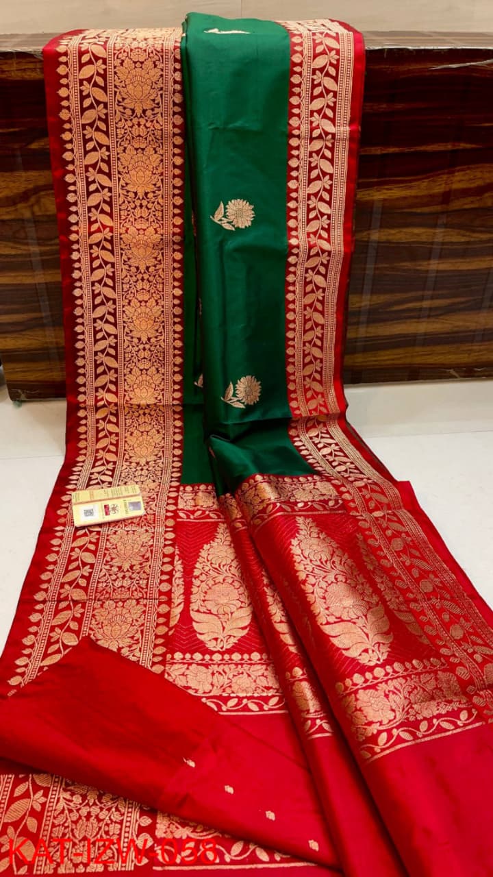 Pure Banarasi Katan Silk Saree With Antique Zari Work .