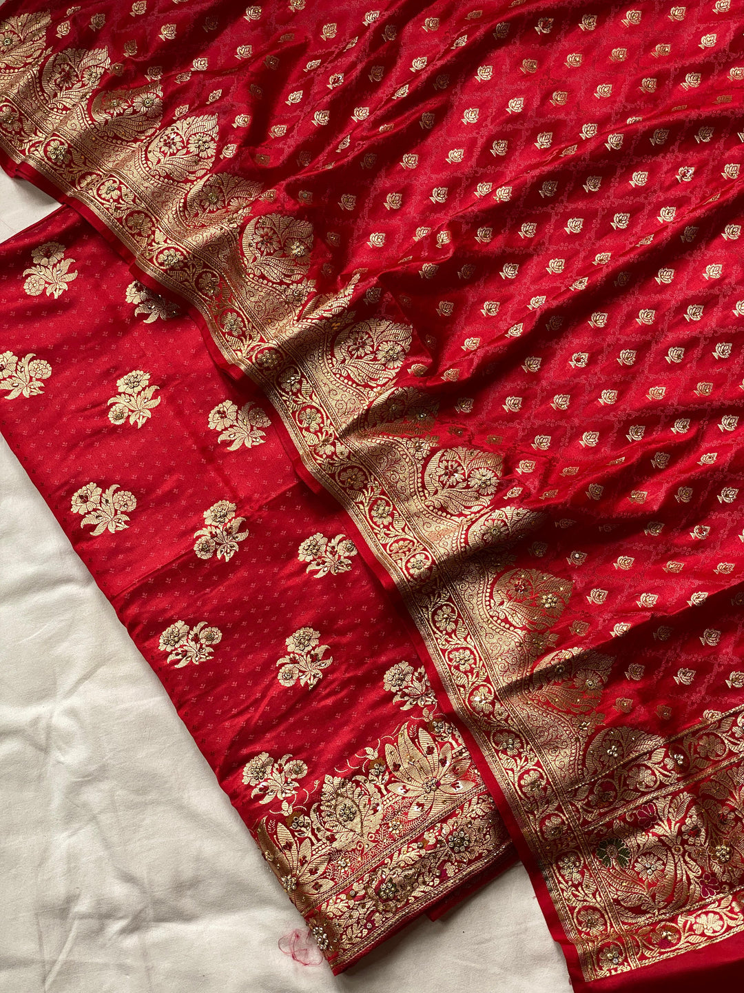 Pure Banarasi Katan Satin Silk UNstitched Suit.
