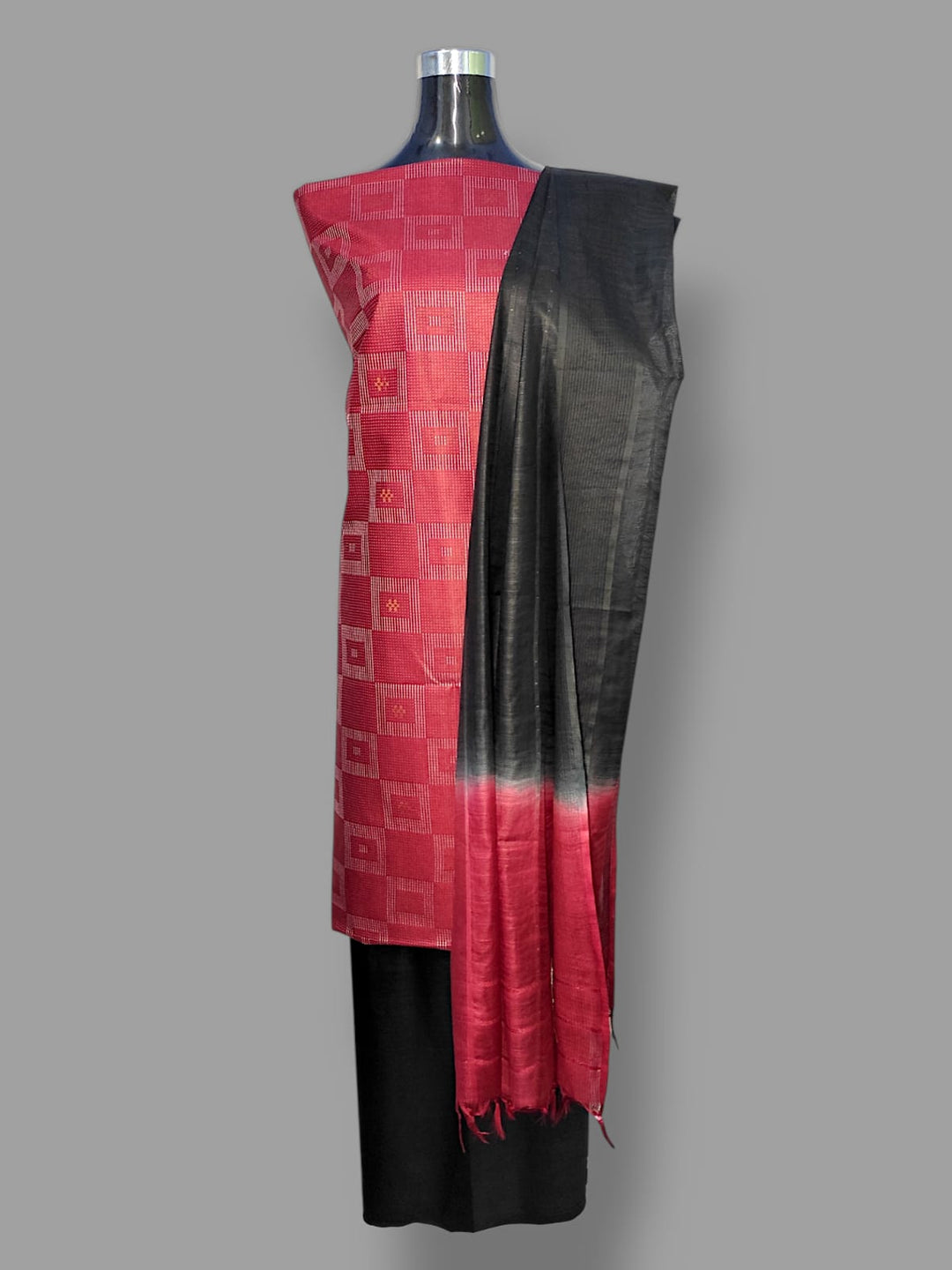 Cotton Silk Self Weaving Unstitched Suit .