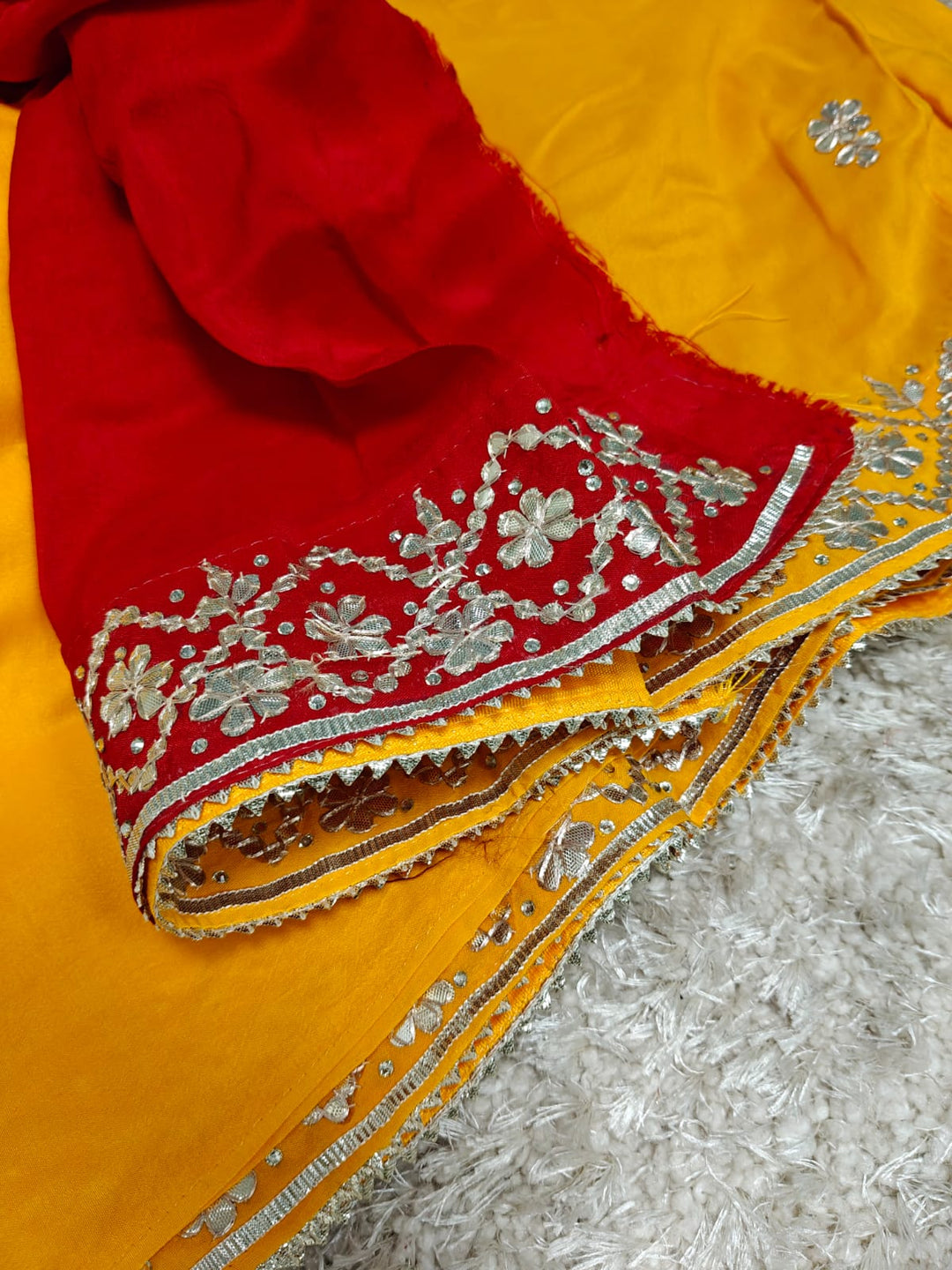 Pure Uppada gota pati Hand work saree With Blouse.
