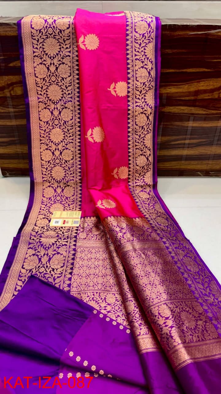 Pure Banarasi Katan Silk Saree With Antique Zari Work .