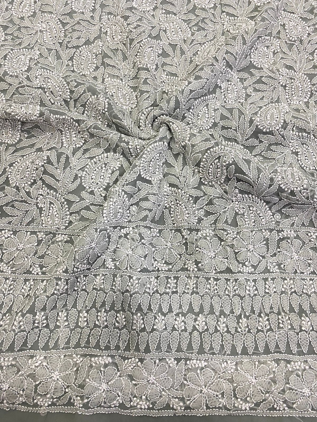 Pure Georgette Chikankari Hand Work Unstitched Suit.