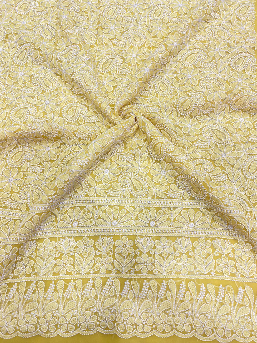 Pure Georgette Chikankari Hand Work Unstitched Suit.