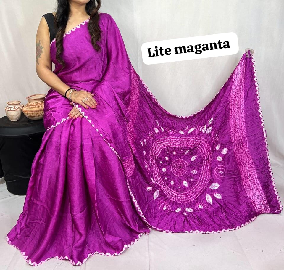 Pure Natural Dyeing Hand Block Print Modal silk saree.