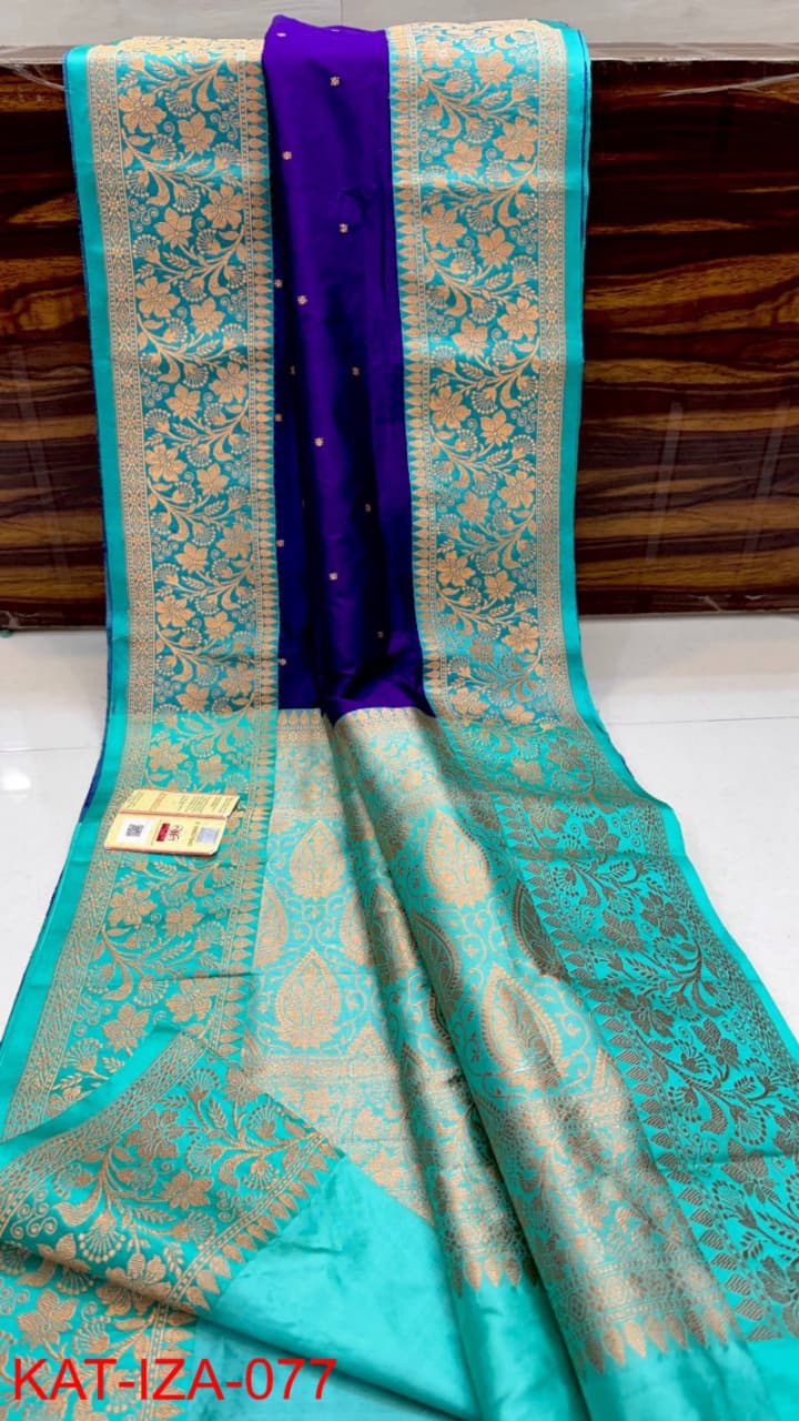 Pure Banarasi Katan Silk Saree With Antique Zari Work .