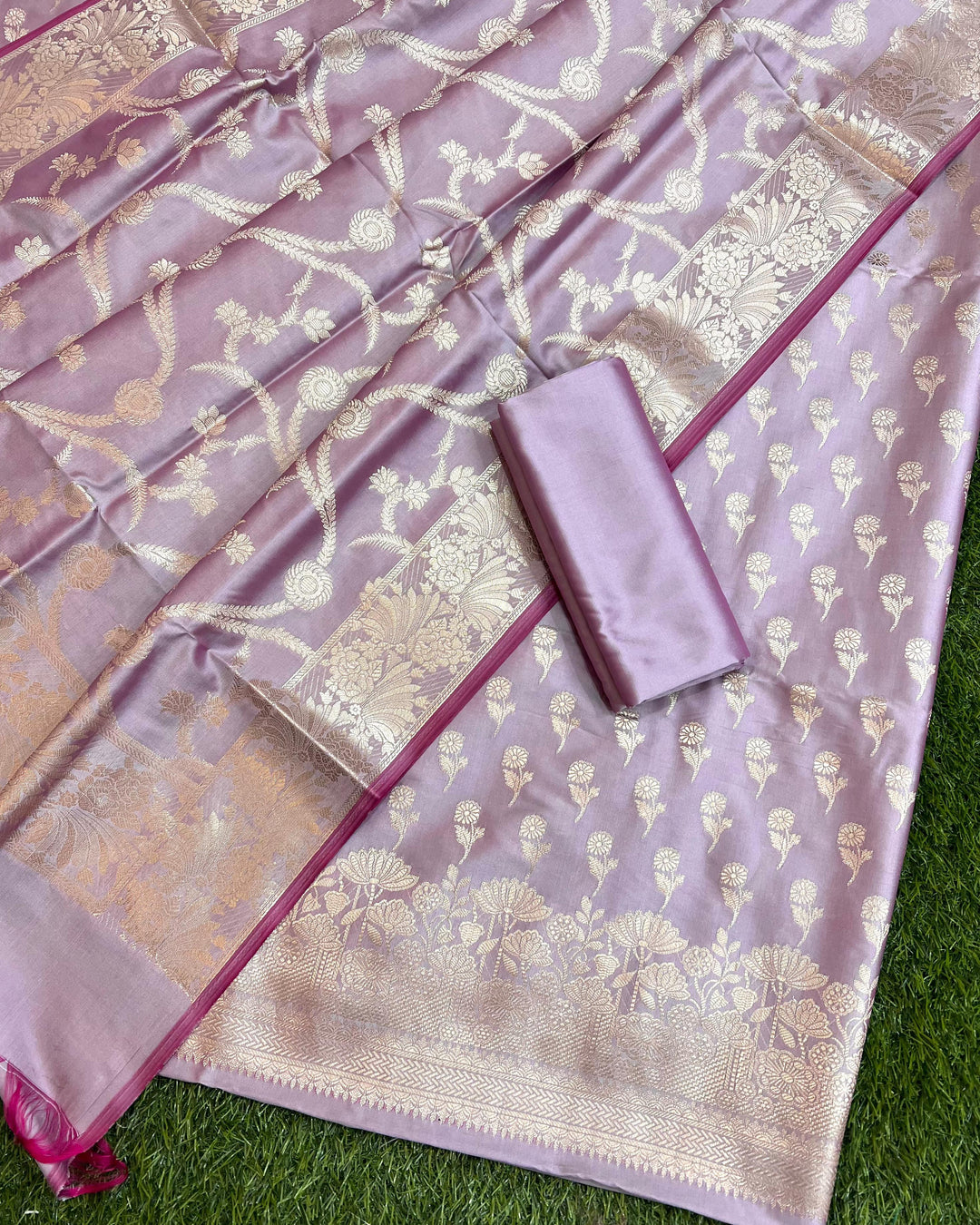 Exclusive Banarasi Silk 3 pc Unstitched suit .