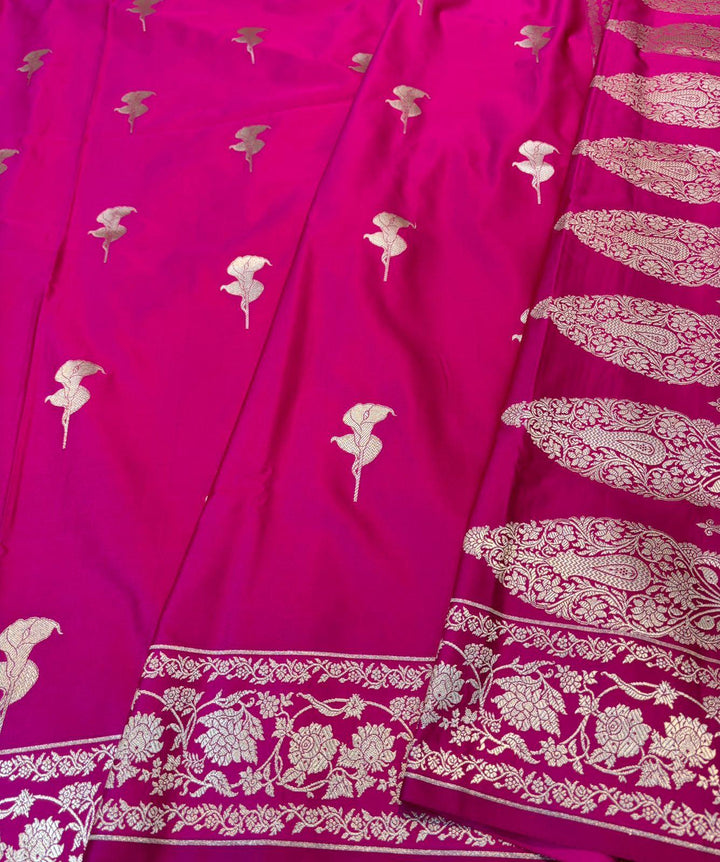Pure Banarasi Mashru Silk Saree With Zari Work.