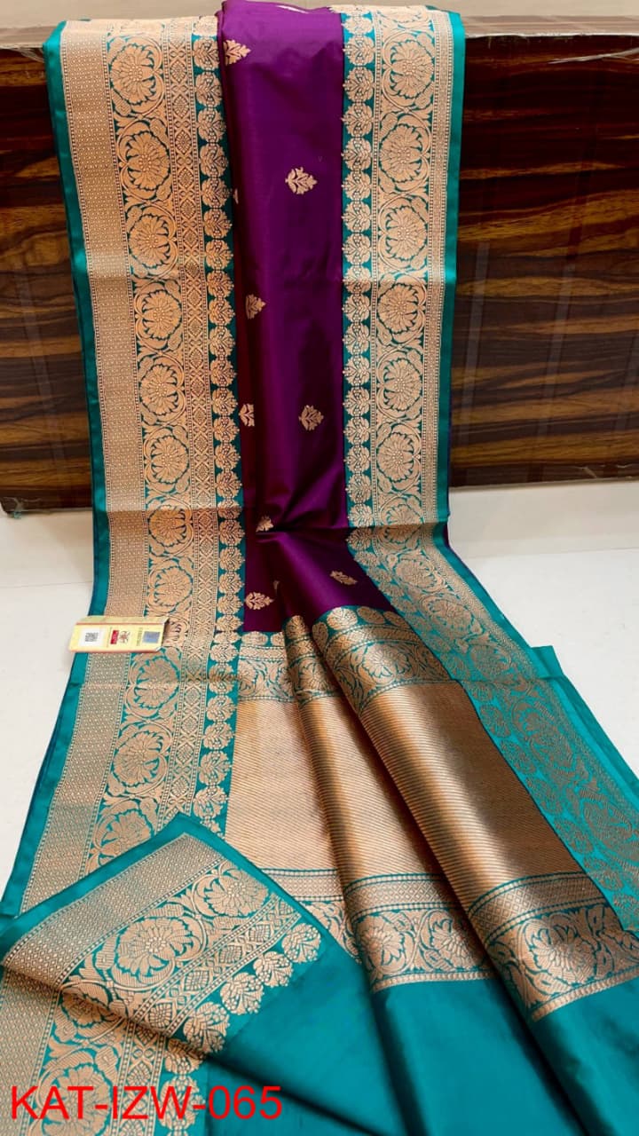 Pure Banarasi Katan Silk Saree With Antique Zari Work .