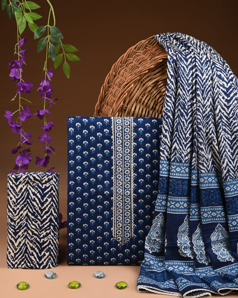 Pure Cotton Gotta patti Work unstitched Suit With Cotton Dupatta.