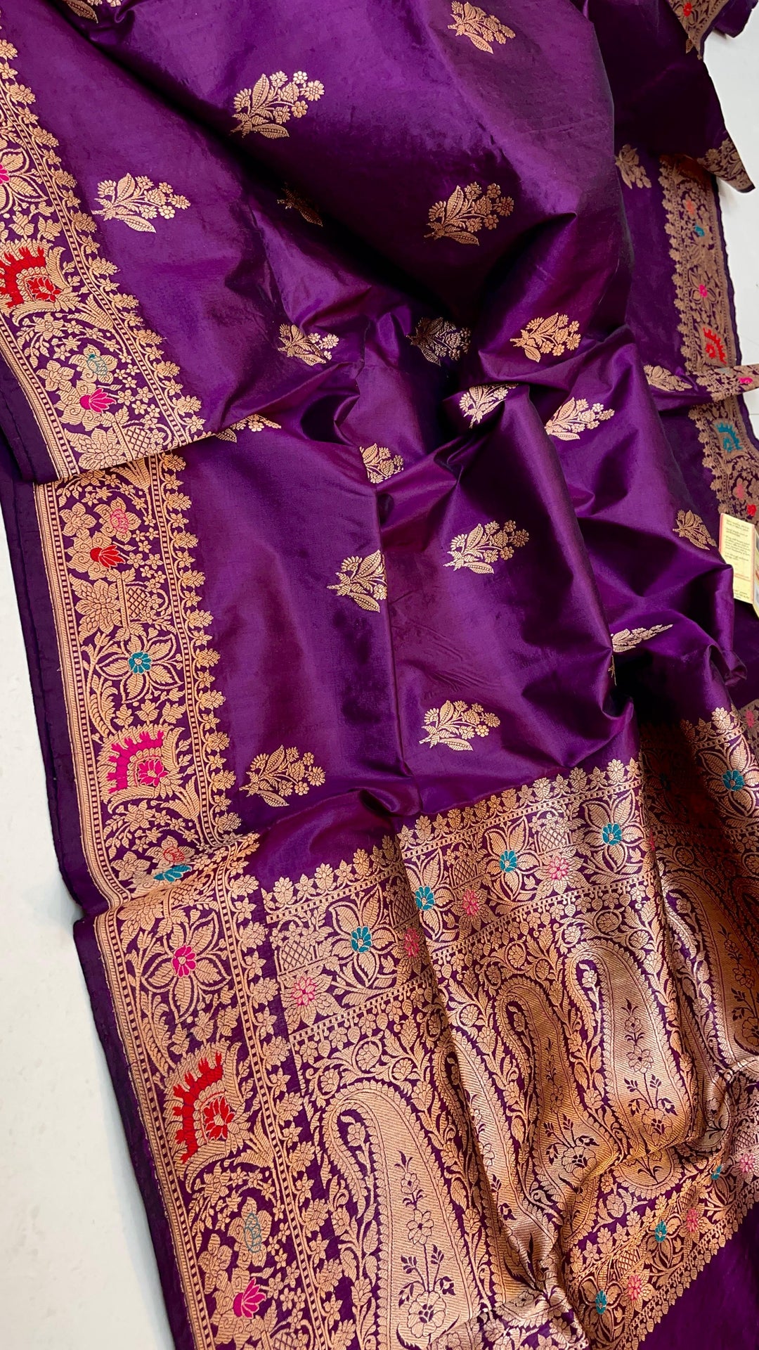 Pure Banarasi Katan Silk Meenakari Saree With Antique Zari Work.