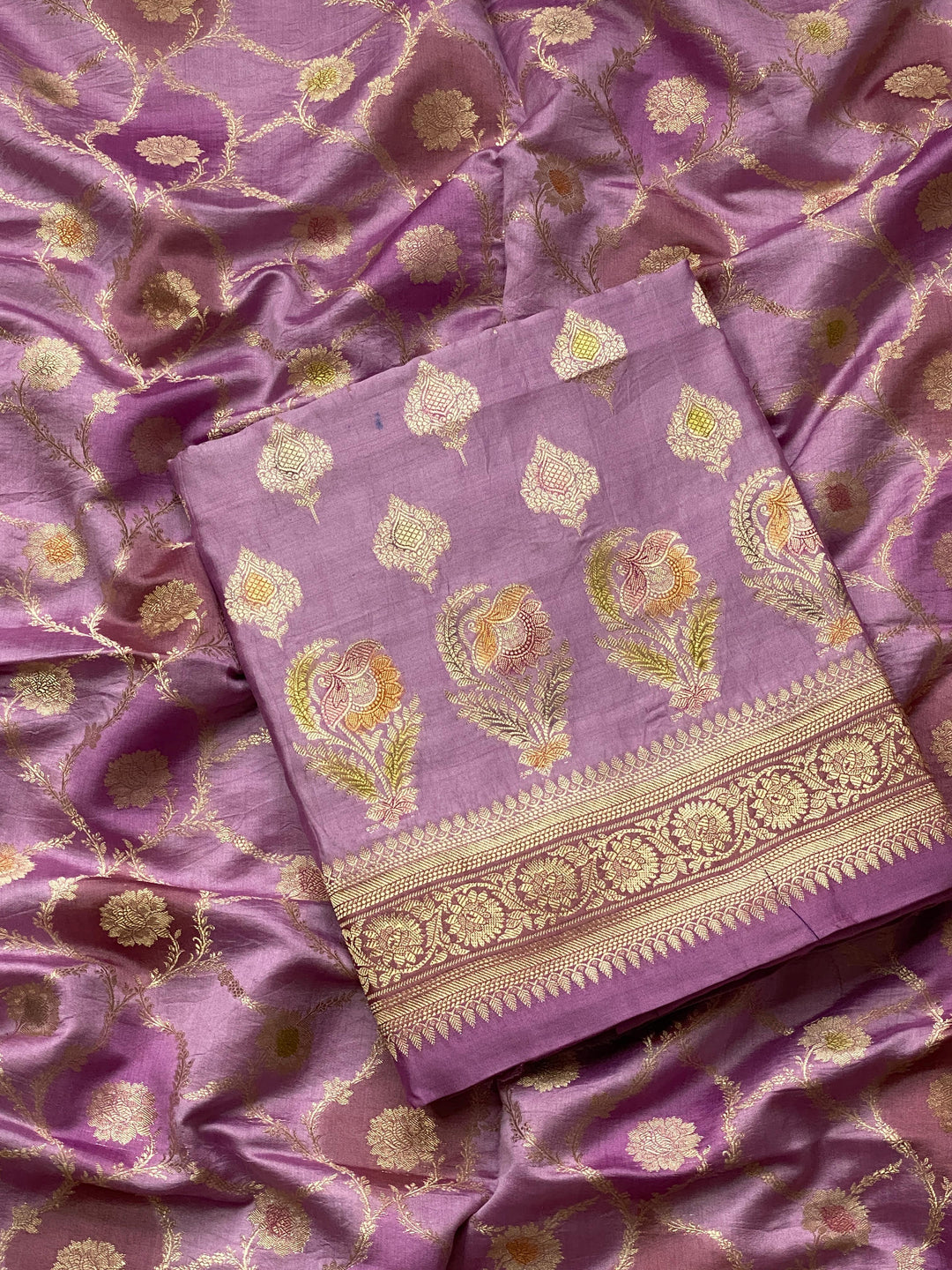 Pure Banarasi Chiniya Katan Silk Unstitched Suit.