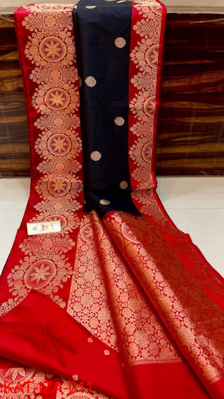 Pure Banarasi Katan Silk Saree With Antique Zari Work .