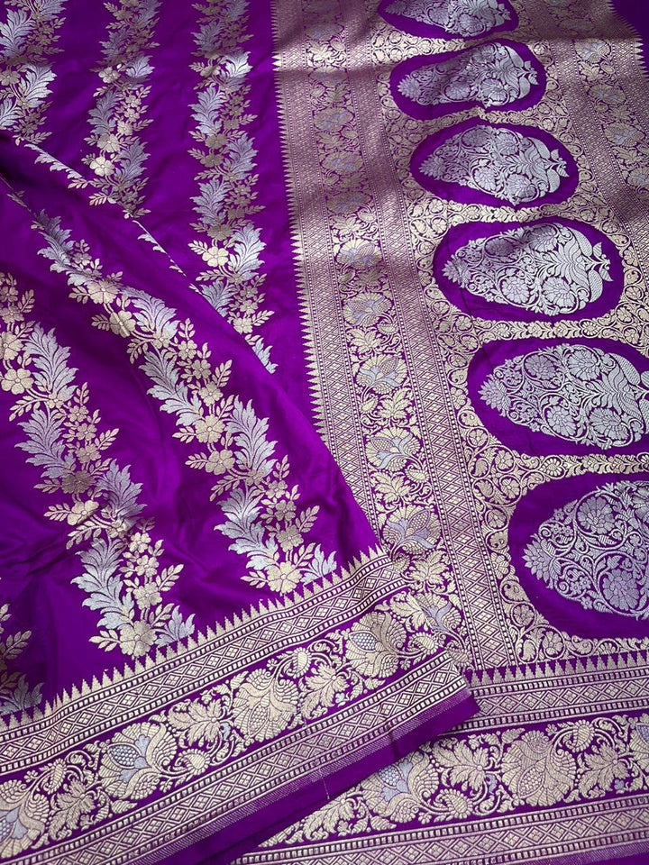 Pure Banarasi Handloom Katan Silk Saree With Beautiful  Zari Work .