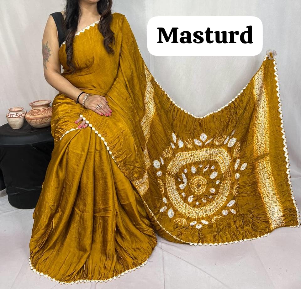 Pure Natural Dyeing Hand Block Print Modal silk saree.