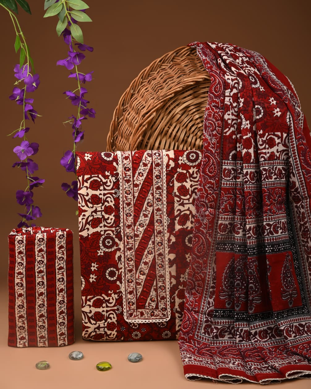 Pure Cotton Gotta patti Work unstitched Suit With Cotton Dupatta.