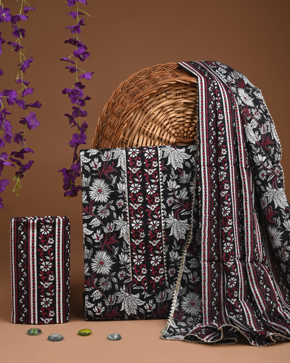 Pure Cotton Gotta patti Work unstitched Suit With Cotton Dupatta.