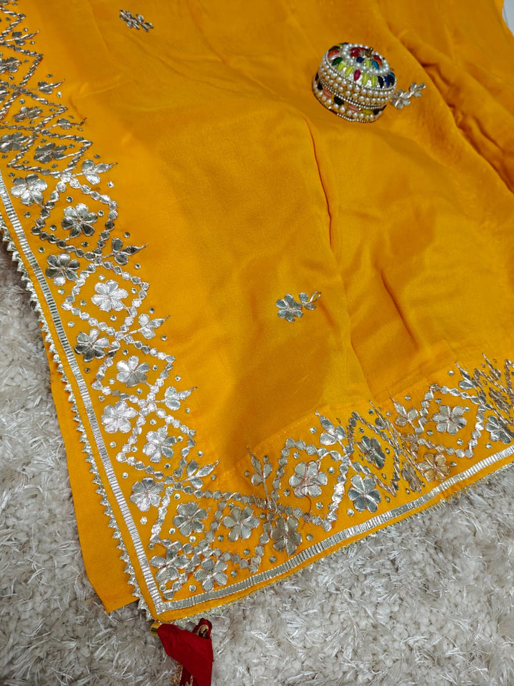 Pure Uppada gota pati Hand work saree With Blouse.
