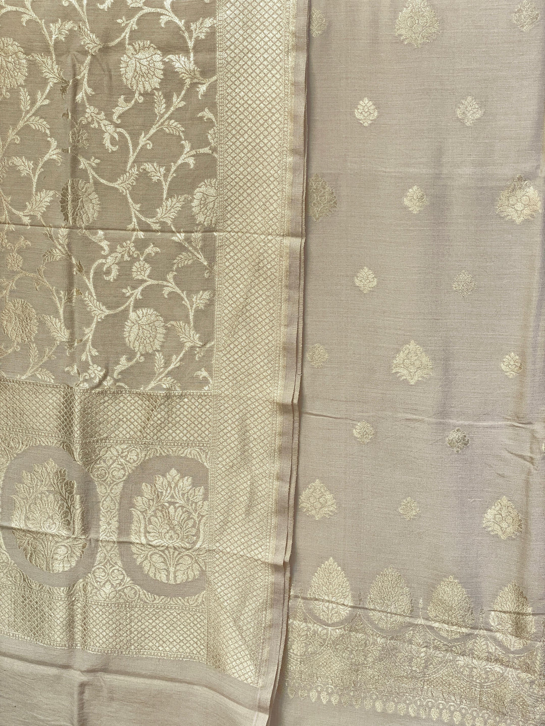 Pure Banarasi Munga Silk Weaved Unstitched Suit With Munga Silk Weaved Dupatta.