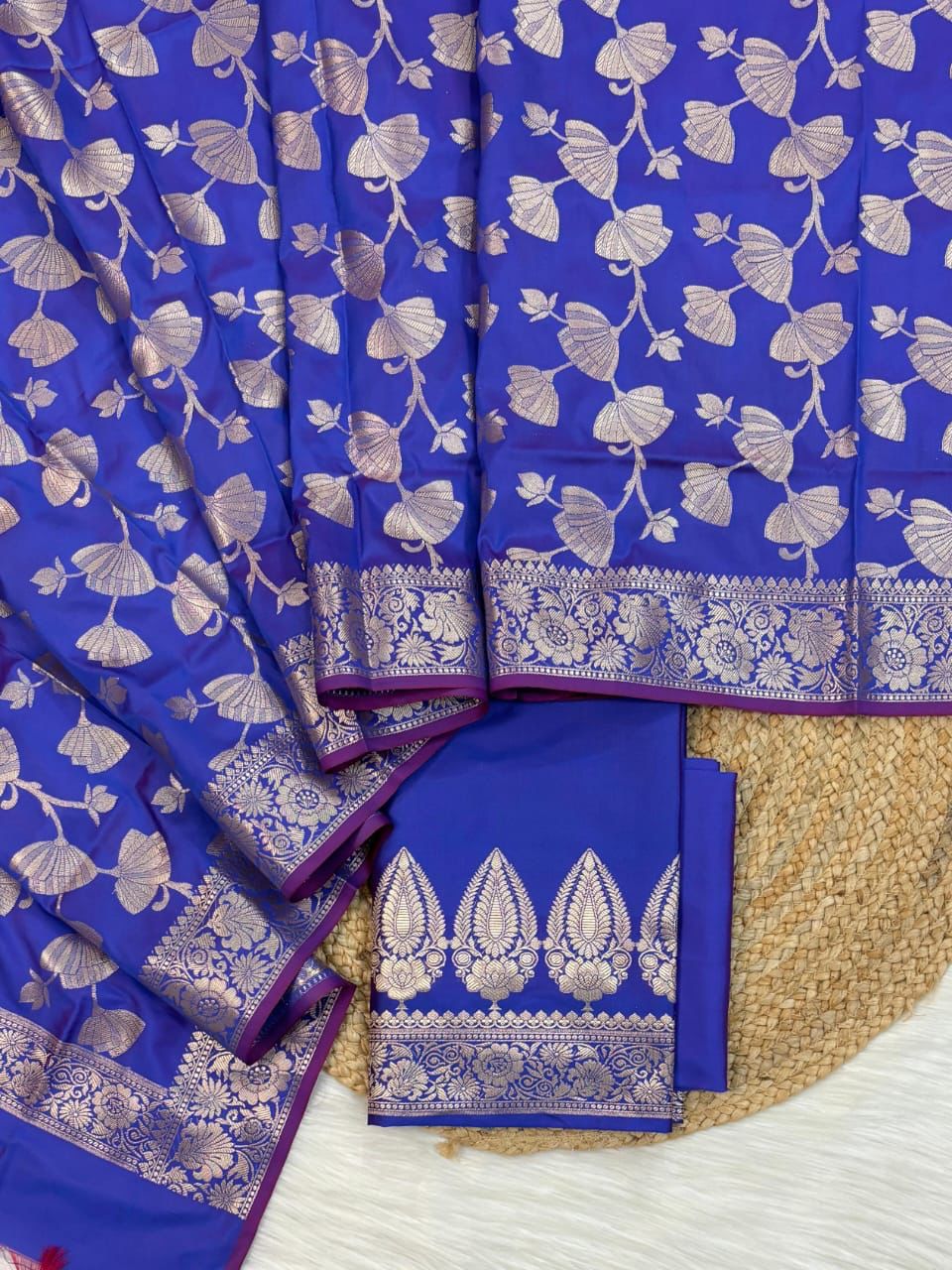 Banarasi Soft Silk Unstitched Suit.