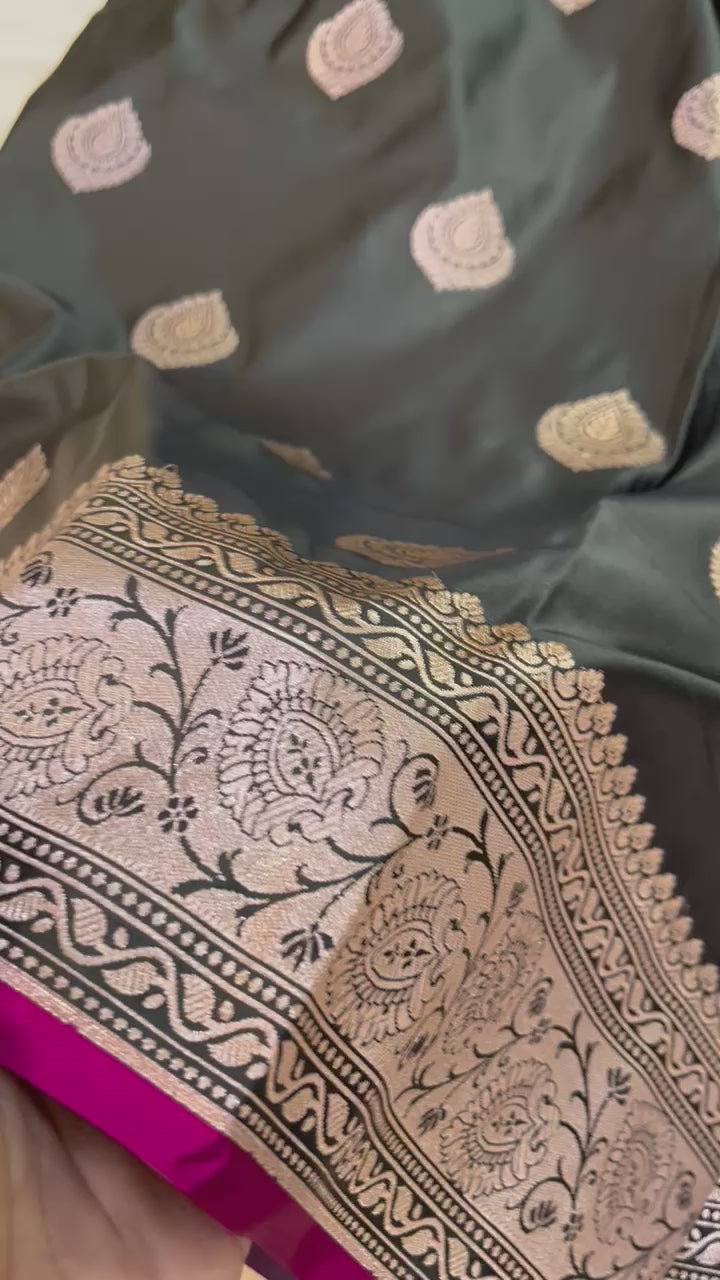 Pure Banarasi Mashru Silk Saree With Zari work