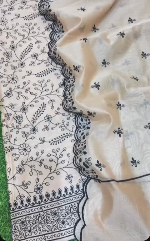 Pure Banarasi Chanderi Embroidery work Unstitched Suit