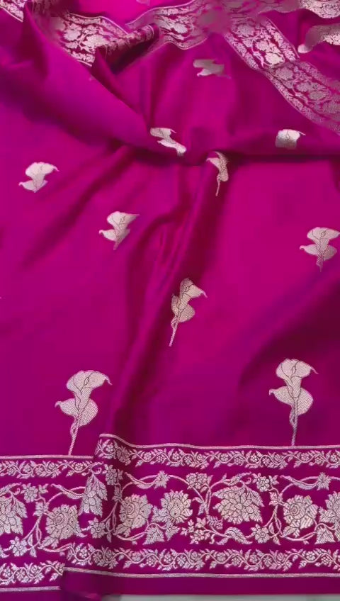 Pure Banarasi Mashru Silk Saree With Zari Work.