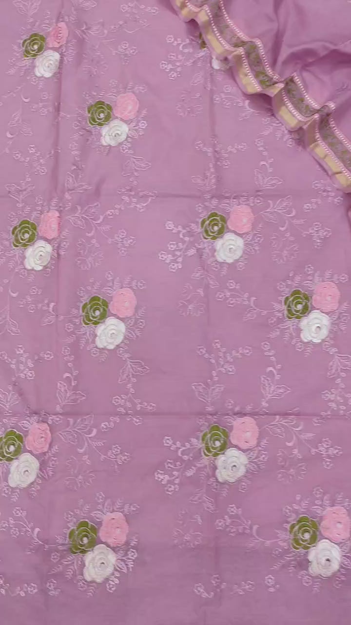 Banarasi Chanderi Silk Unstitched Suit with Embroidery work