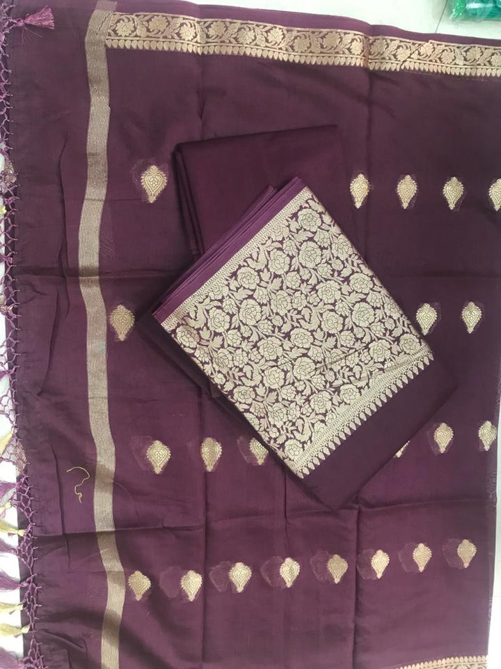 Pure Resham Chandari  Banarasi  Silk Unstitched Suit. | HIGH DEMAND|