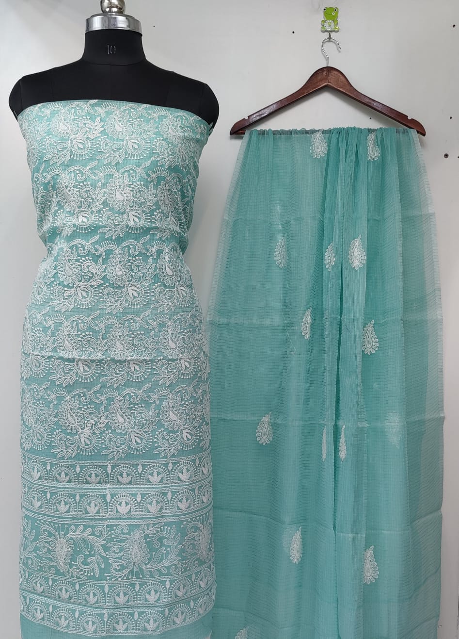 Pure Kota Doriya Embroidery Unstitched Suit With Embroidery Dupatta