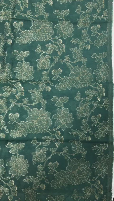 Pure Banarsi Silk Chanderi Light Zari Weaved Unstitched Suit With Banarsi Silk Buti Weaved Dupatta.