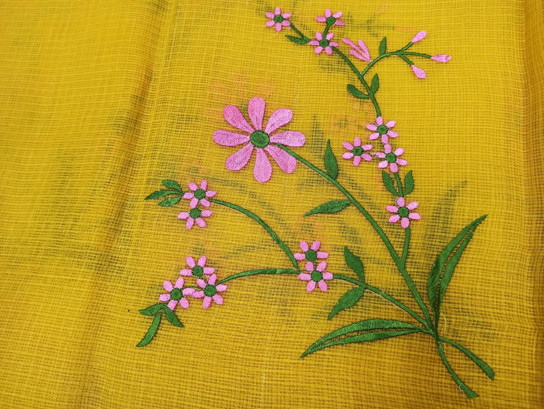 Pure Cotton Kota Doriya Embroidery work Saree With Blouse