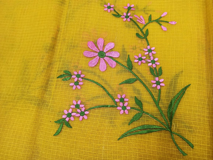 Pure Cotton Kota Doriya Embroidery work Saree With Blouse