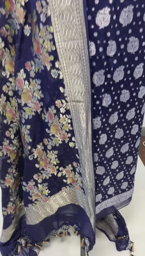 Pure Khaddi Georgette Zari Work Unstitched Suit With Water Zari Work Dupatta