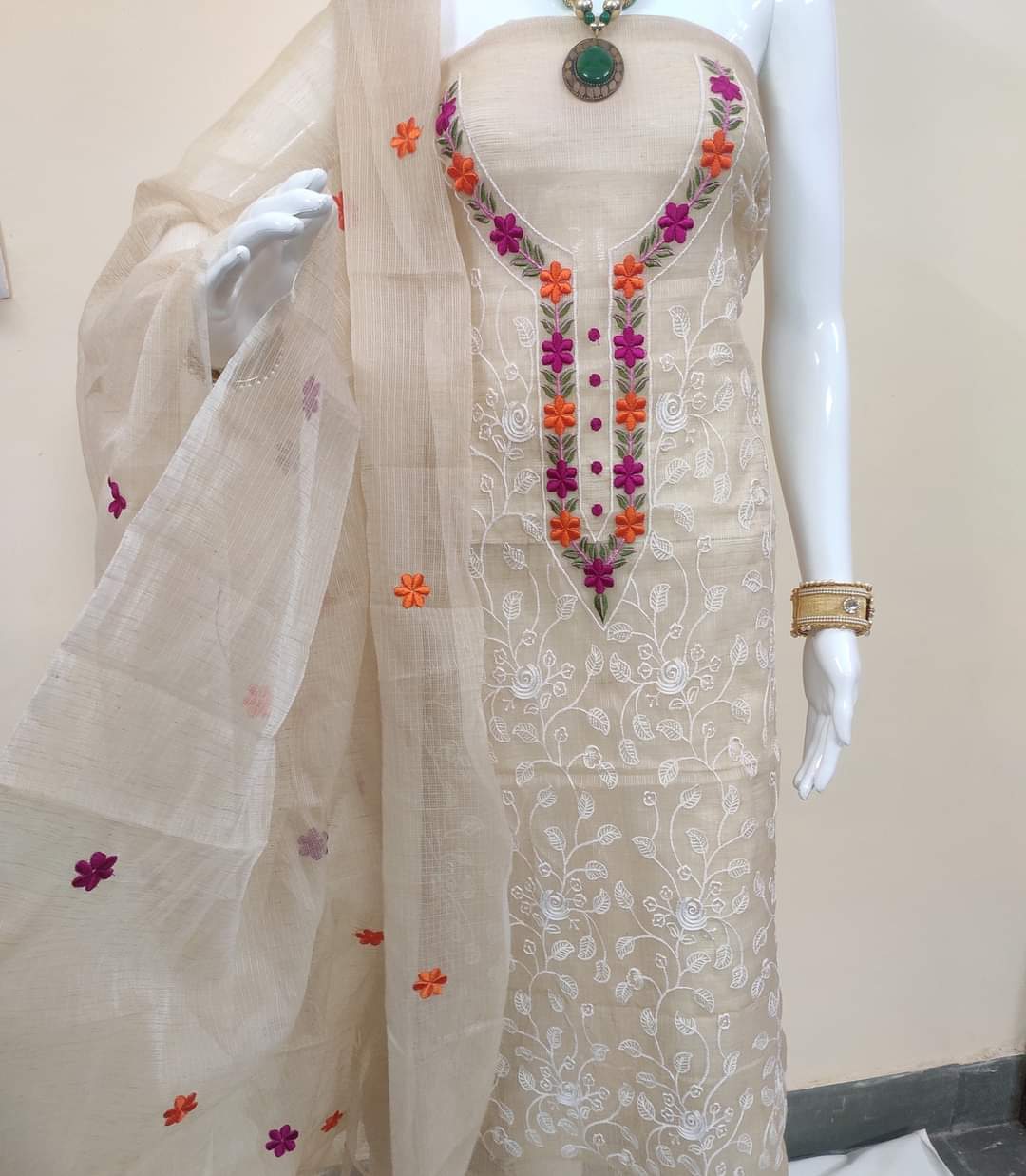 Pure Kota Doriya Gota Patti Work Unstitched Suit With Dupatta