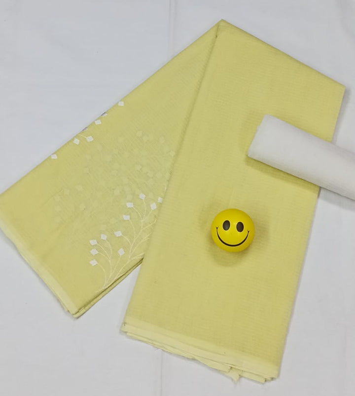 Pure Cotton Kota Doriya Embroidery work Saree With Blouse