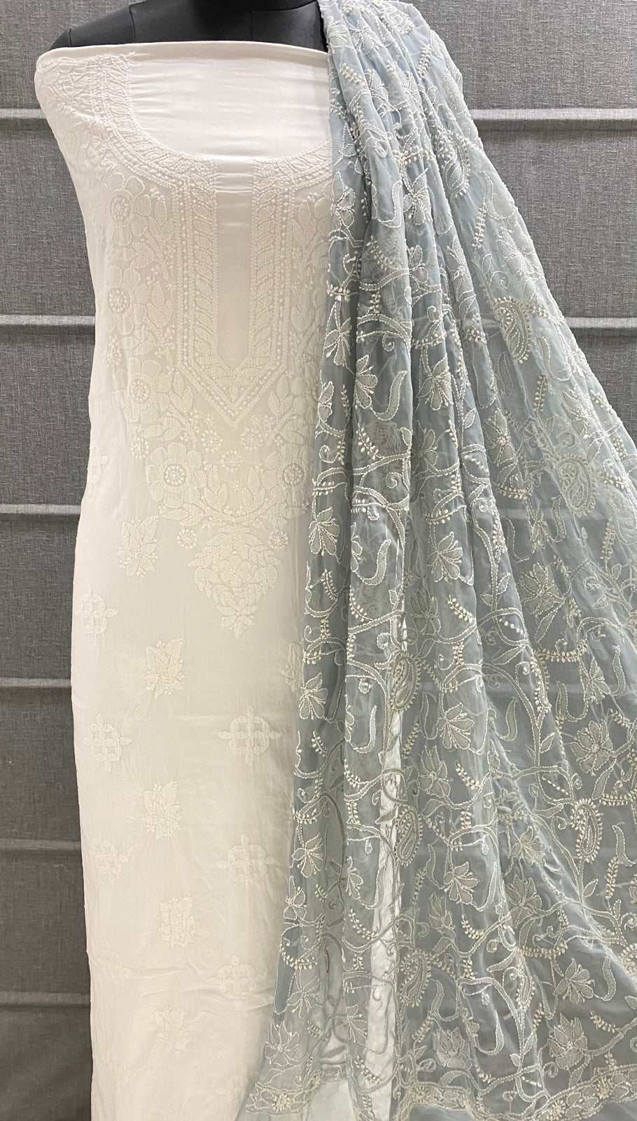 pure cotton chikankari dress material Pure Cotton Kota chikankari embroidery suit with Linen Bottom