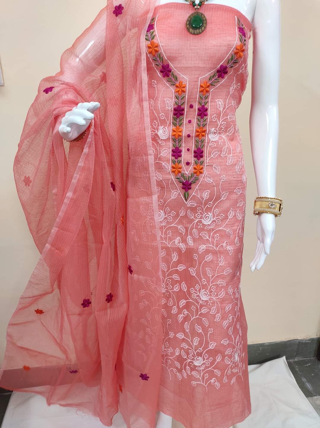 Pure Kota Doriya Gota Patti Work Unstitched Suit With Dupatta