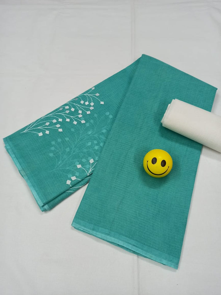 Pure Cotton Kota Doriya Embroidery work Saree With Blouse