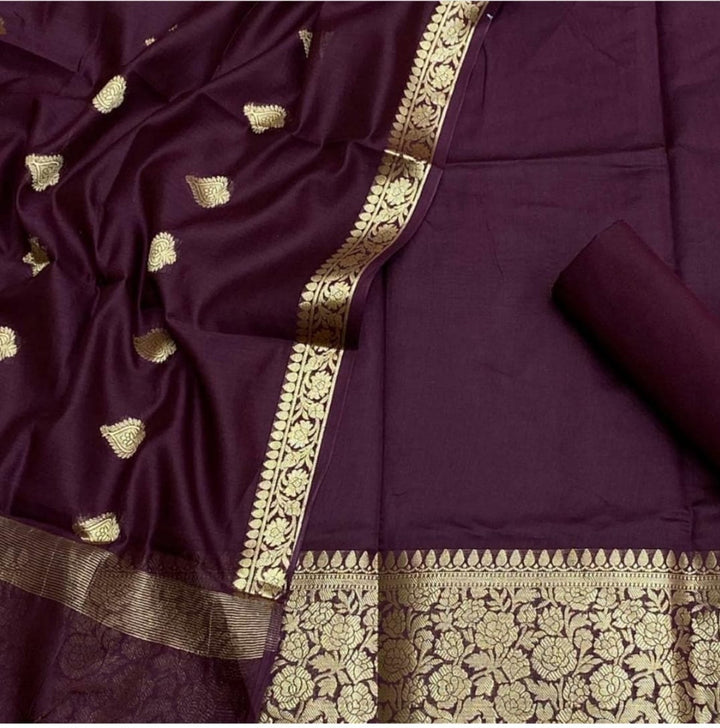 Pure Resham Chandari  Banarasi  Silk Unstitched Suit. | HIGH DEMAND|