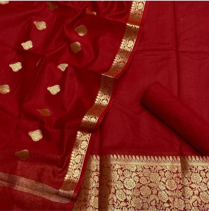 Pure Resham Chandari  Banarasi  Silk Unstitched Suit. | HIGH DEMAND|