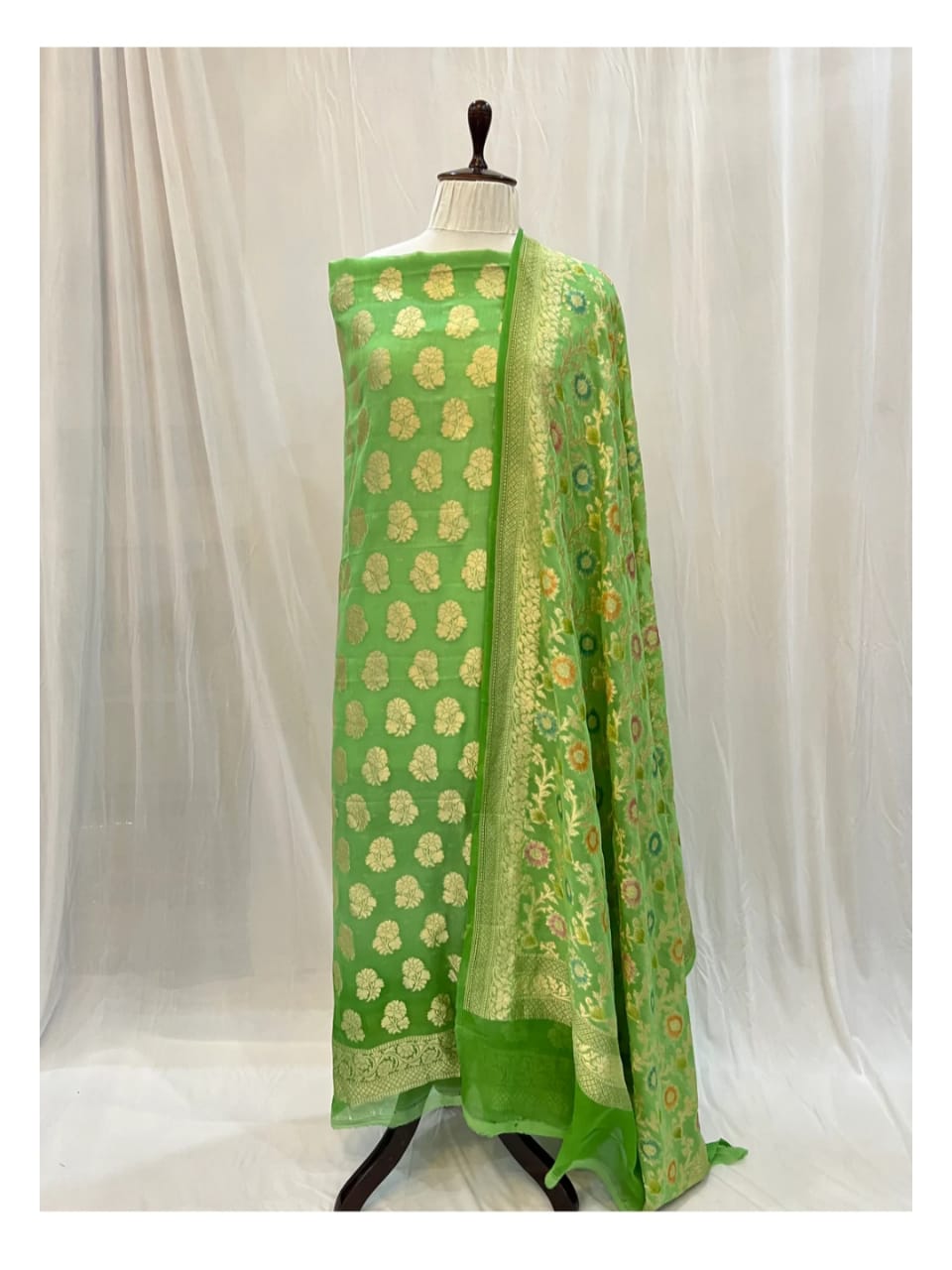 Khaddi Georgette Woven Suit with Embroidered Dupatta
