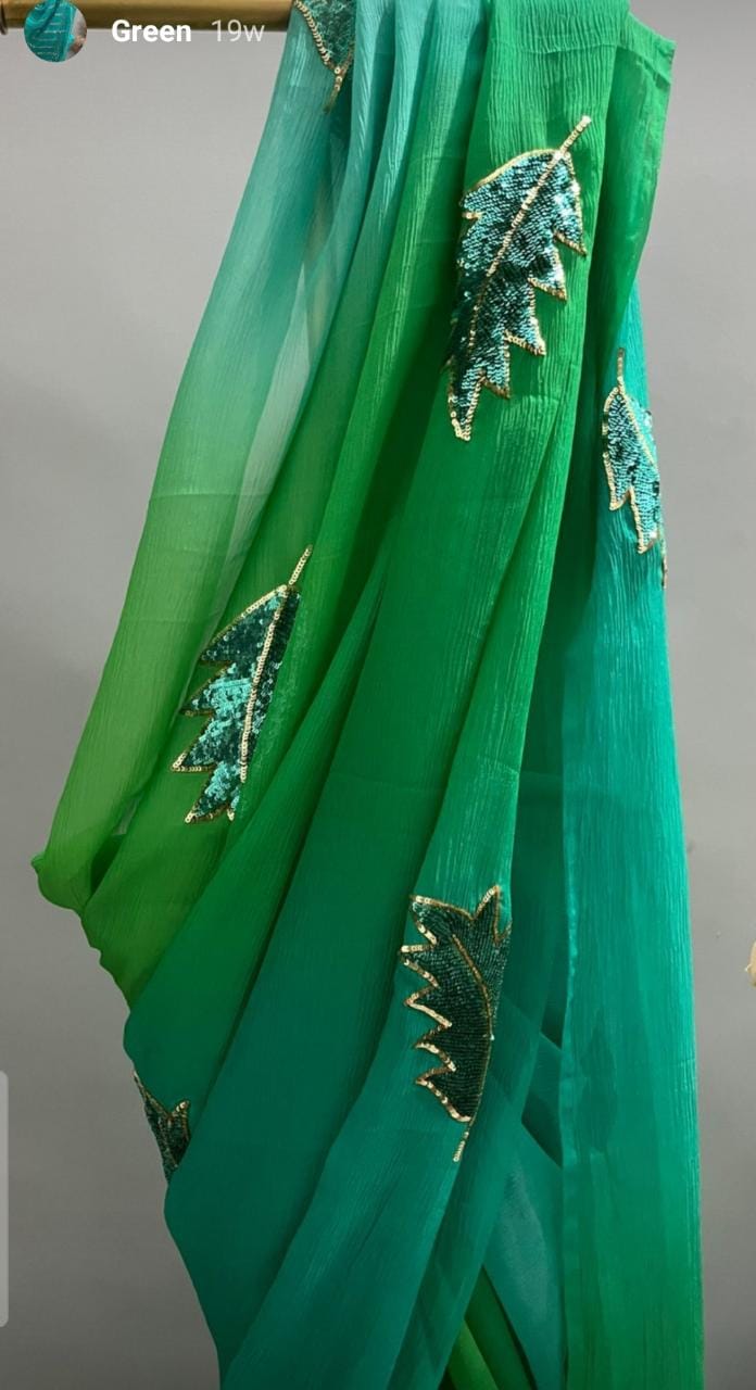 Pure Diamond Chiffon Sequence Katdana Work With 13 heavy Buti And Running Blouse.