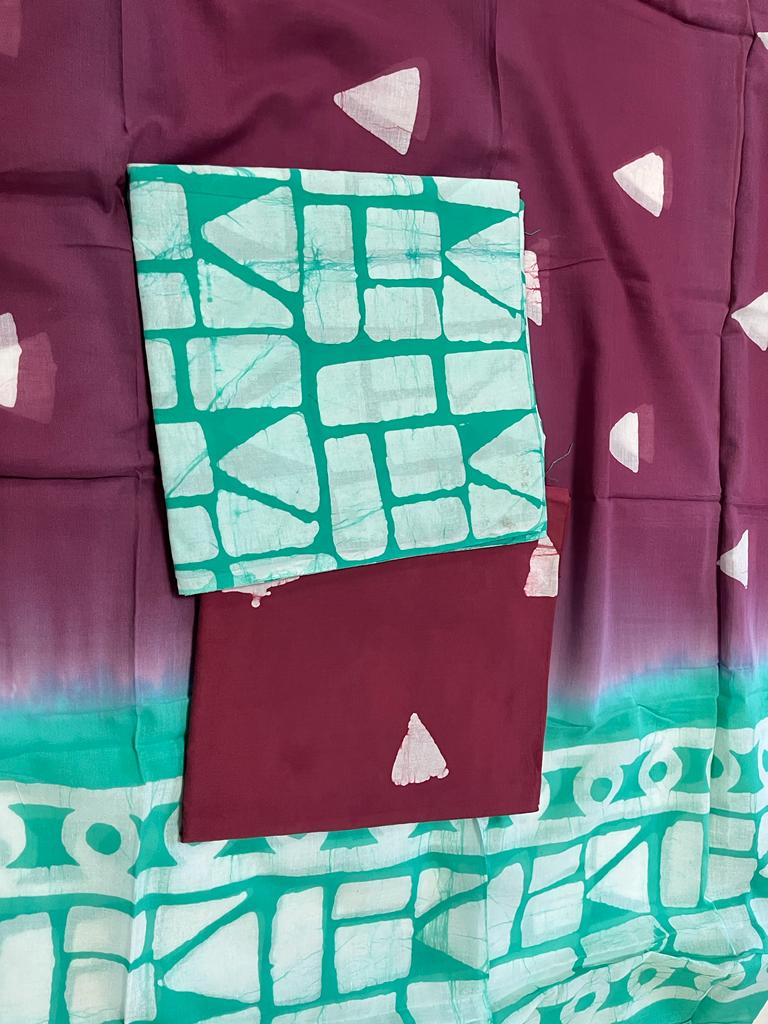 Cotton Unstitiched suit with cotton dupatta(Lenght 2.5 Mtr. All)