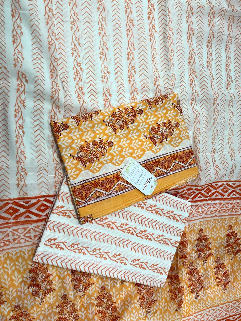Cotton Unstitiched suit with Cotton dupatta(Lenght 2.5 Mtr. All)