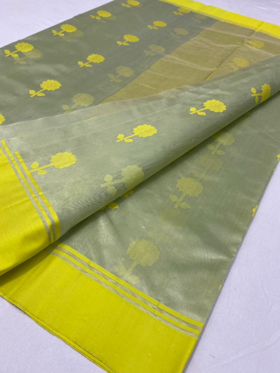 Pure Chanderi Silk Hand Woven Pattu Silk Saree With Blouse.