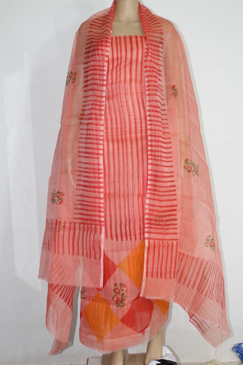 Pure Kota Doriya lehariya Print Unstitched Suit With Dupatta