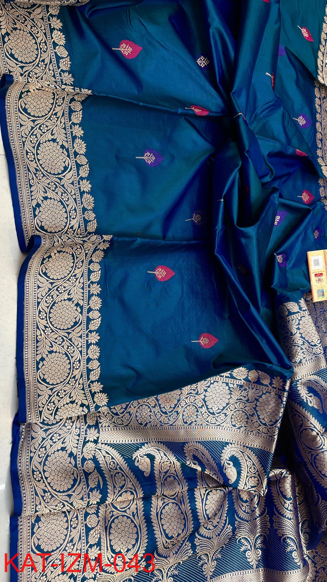 Pure Katan Silk Saree With Antique Zari Work Saree With Meena work.