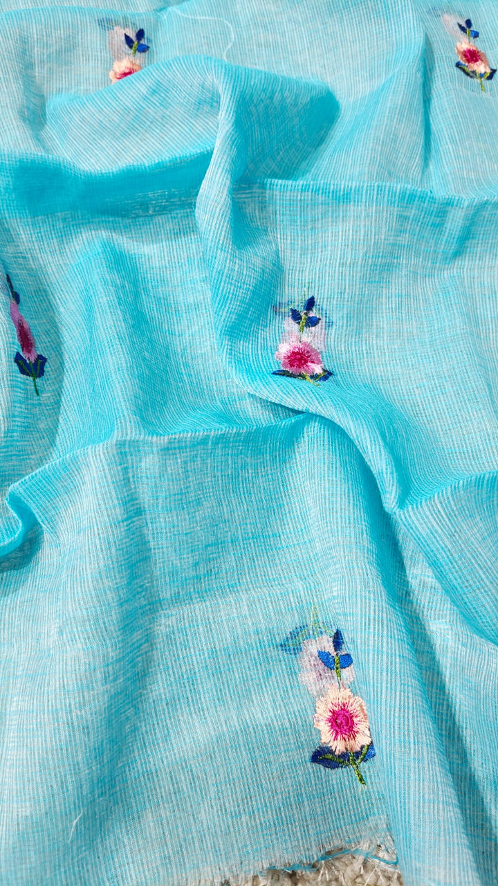 Pure Kota Doriya Embroidery Work Unstitched Suits With Kota Doriya Dupatta