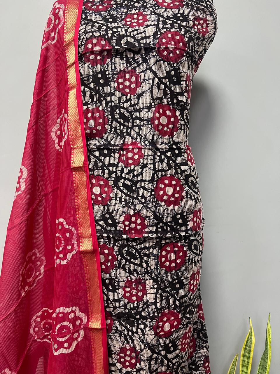 Pure Cotton Hand Block Print Unstitched Suit